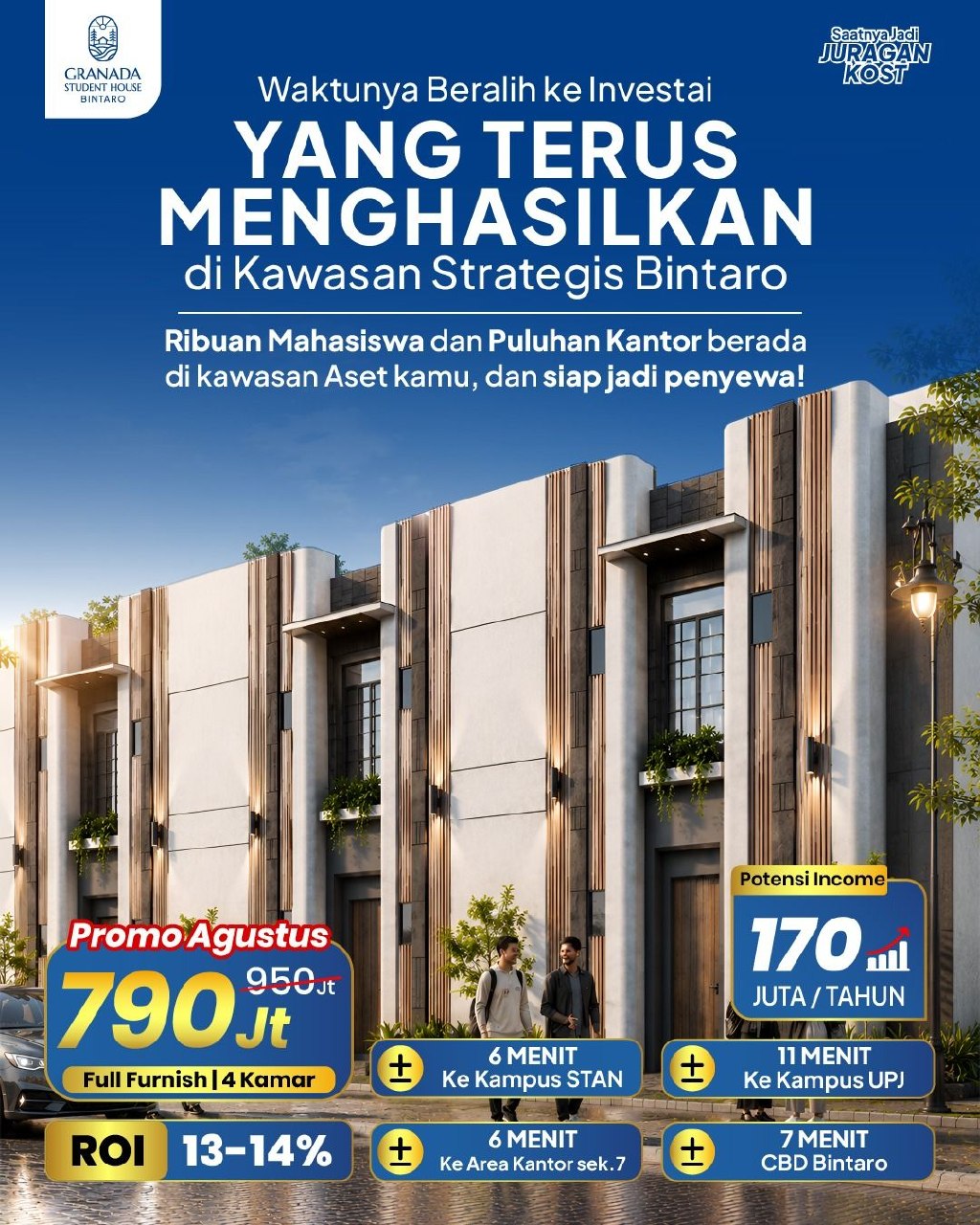 Rumah Kost Autopilot di Bintaro: Cashflow Rp 8,8 Juta/Bulan, Aset Syariah SHM Atas Nama Anda 171 investasi properti rumah kost Bintaro
